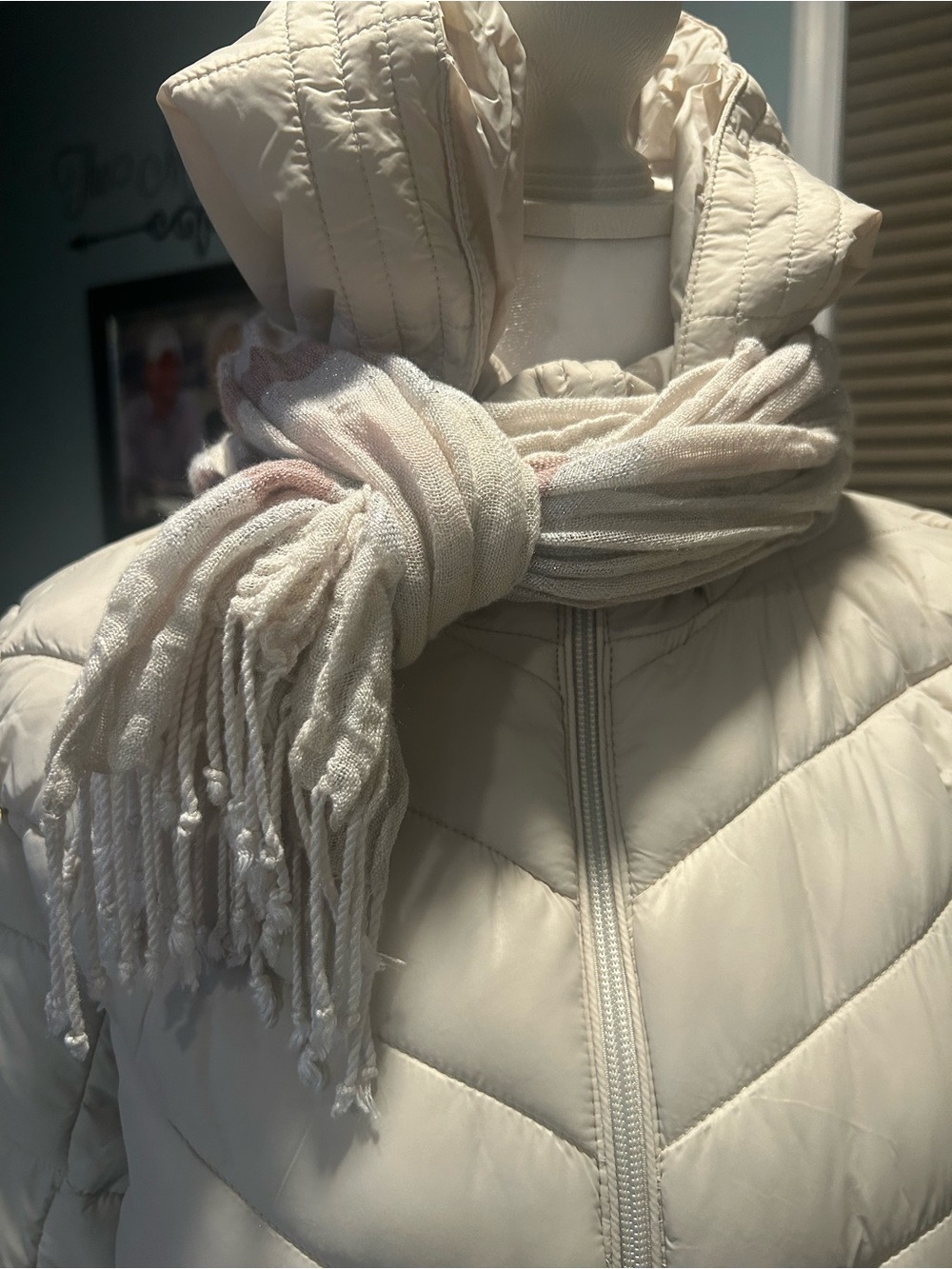 Chico's Lightweight Sheer Scarf in Soft Taupe